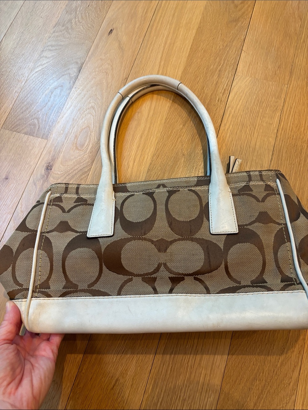 Coach Shoulder Bag Monogram Brown White - Picture 4 of 8